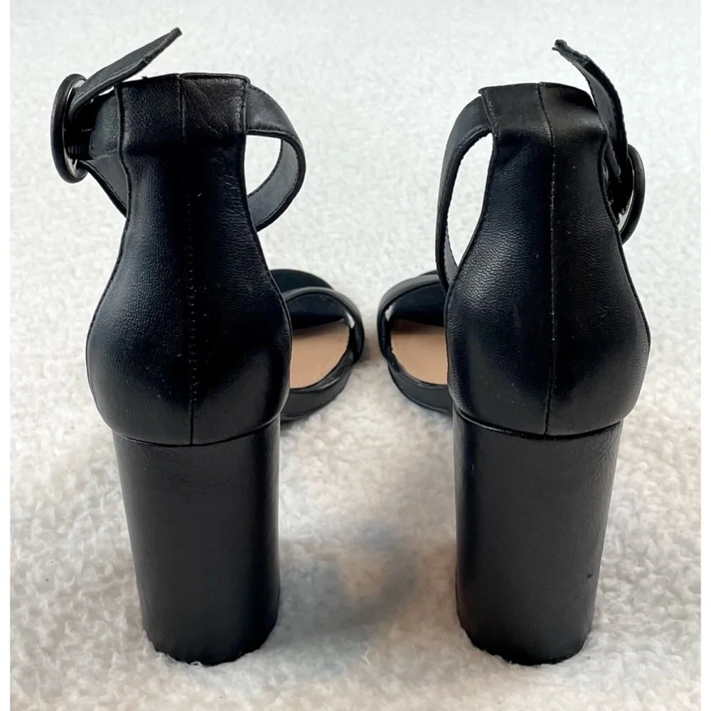 STEVE MADDEN • Friday Black Open-Toe Chunky Block Heeled Ankle Strap Sandals, 9 - Picture 8 of 16